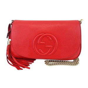 Gucci Soho Chain Shoulder Bag Leather Red